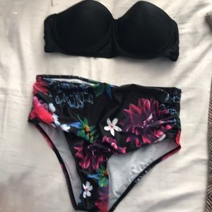 Brand new black and floral bikini
